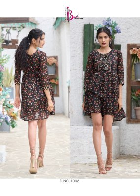 Bhavi by Victoria vol 2 printed mal cotton flared tunic catalogue at low rate western wear catalogs