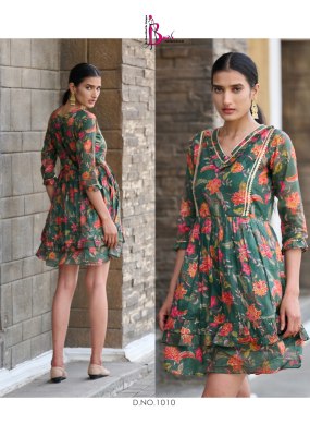 Bhavi by Victoria vol 2 printed mal cotton flared tunic catalogue at low rate western wear catalogs