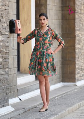 Bhavi by Victoria vol 2 printed mal cotton flared tunic catalogue at low rate western wear catalogs