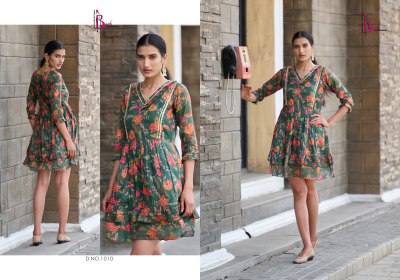 Bhavi by Victoria vol 2 printed mal cotton flared tunic catalogue at low rate western wear catalogs
