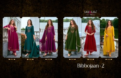 Bibbojaan Vol 2 by Lily and lali anarkali style designer top bottom and dupatta collection readymade suit catalogs