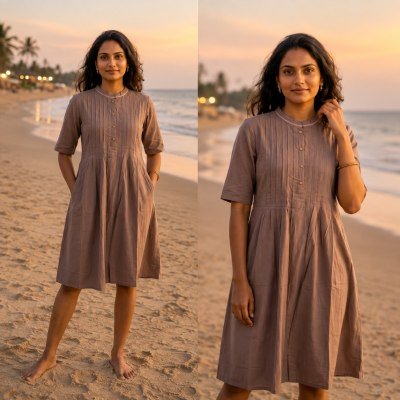 Big Size One Piece Cotton 60-60 Dress with Two Side Pockets western wear