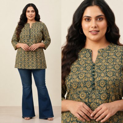 Big Size Rayon Printed Tunic Collection Size wise Combo Set