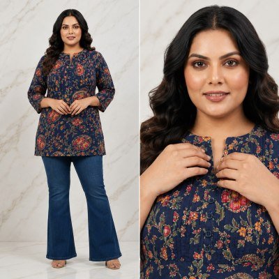 Big Size Rayon Printed Tunic Collection Size wise Combo Set