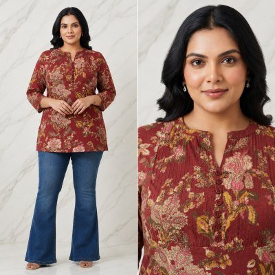 Big Size Rayon Printed Tunic Collection Size wise Combo Set
