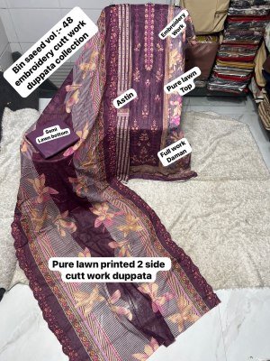 Bin Saeed Vol-48 Pakistani Heavy Lawn Cotton Embroidered Dress Material dress material catalogs