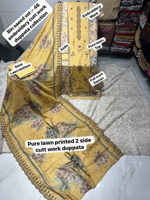 Bin Saeed Vol-48 Pakistani Heavy Lawn Cotton Embroidered Dress Material dress material catalogs