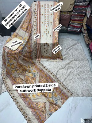 Bin Saeed Vol-48 Pakistani Heavy Lawn Cotton Embroidered Dress Material dress material catalogs