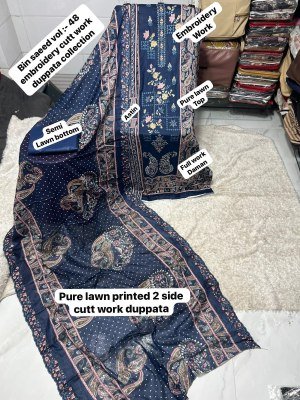 Bin Saeed Vol-48 Pakistani Heavy Lawn Cotton Embroidered Dress Material dress material catalogs