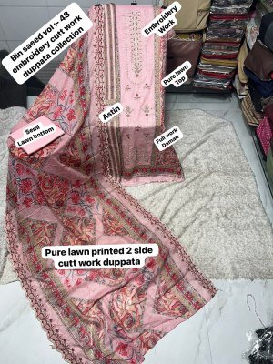 Bin Saeed Vol-48 Pakistani Heavy Lawn Cotton Embroidered Dress Material dress material catalogs