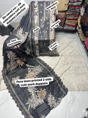 Bin Saeed Vol-48 Pakistani Heavy Lawn Cotton Embroidered Dress Material dress material catalogs