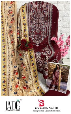 Bin Saeed vol 10 by Jade Heavy Lawn Cotton Pakistani suit catalogue at low price pakistani suit catalogs