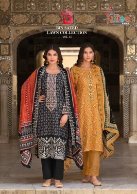 Bin saeed vol 13 by Shree Fab pure cotton printed unstitched suit catalogue  Shree fab