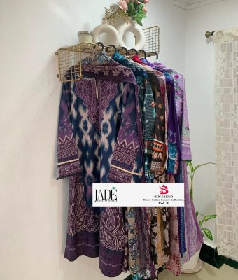 Bin saeed vol 9 by Jade Pure Heavy lawn cotton Readymade  Pakistani suit catalogue at affordable rate pakistani suit catalogs