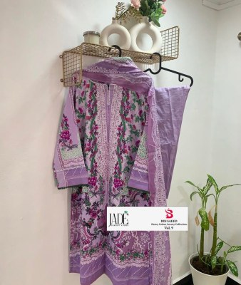 Bin saeed vol 9 by Jade Pure Heavy lawn cotton Readymade  Pakistani suit catalogue at affordable rate pakistani suit catalogs