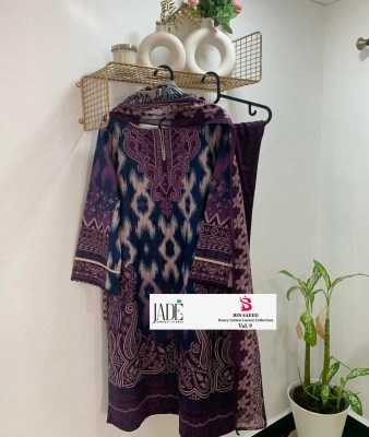 Bin saeed vol 9 by Jade Pure Heavy lawn cotton Readymade  Pakistani suit catalogue at affordable rate pakistani suit catalogs