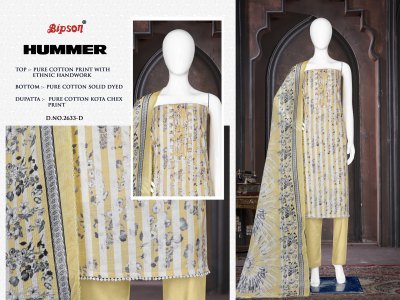 Bipson prints by Hummer 2633 pure cotton ethnic hand work salwar suit catalogue at affordable rate salwar kameez catalogs