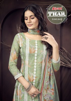 Bipson prints by Thar 2613 pure cotton thread embroidered dress material catalogue at low rate Bipson