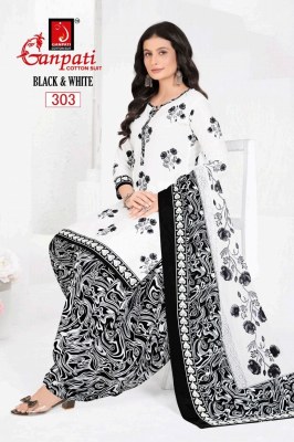 Black and White vol 3 Ganpati Heavy Cotton printed Dress material at affordable  price dress material catalogs