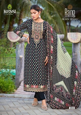 Black berry by Rang pure muslin digital printed aari work unstitched dress material catalogue Rang Suit