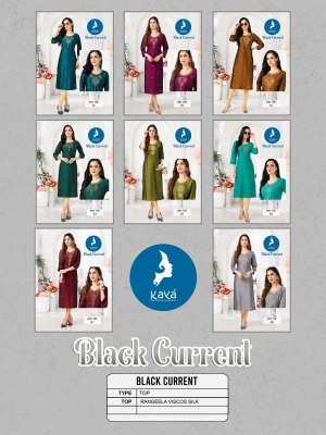 Black current by Kaya super rangila silk straight kurti catalogue at low rate  kurtis catalogs