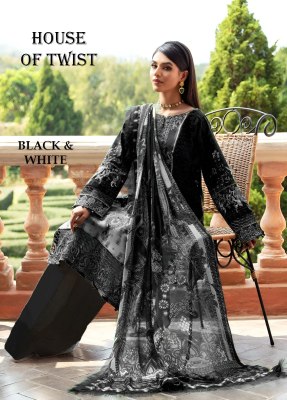 Blacke and white by House of twist cotton digital printed unstitched suit catalogue at low rate 