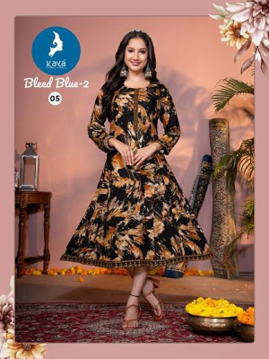 Bleed Blue 2 by Kaya Reyon foil printed anarkali kurti collection at affordable rate kurtis catalogs