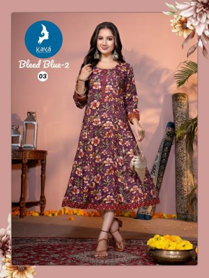 Bleed Blue 2 by Kaya Reyon foil printed anarkali kurti collection at affordable rate kurtis catalogs
