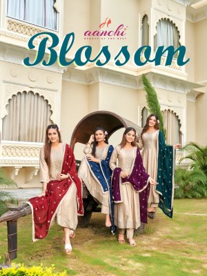 Blossom by Aanchi Vichitra silk Flair concept kurti with pant and dupatta low rate   readymade suit catalogs