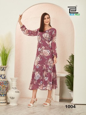 Blossom presented Printed Gown with Long Sleeves and pattern kurti collection  kurtis catalogs