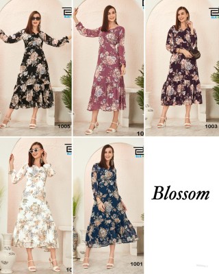 Blossom presented Printed Gown with Long Sleeves and pattern kurti collection  kurtis catalogs
