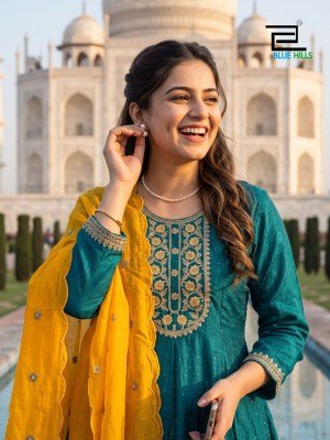 Blue Hills Afreen 3-Piece Anarkali Kurti Set  fancy Anarkali suit catalogs