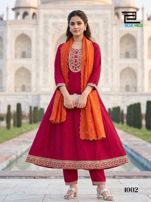 Blue Hills Afreen 3-Piece Anarkali Kurti Set  fancy Anarkali suit catalogs