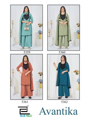 Blue Hills Avantika Rangoli Crush Palazzo Suit Set with Nazneen Dupatta readymade suit catalogs