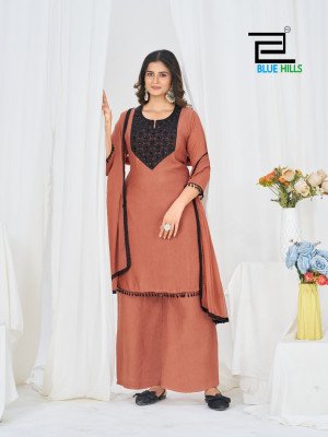 Blue Hills Avantika Rangoli Crush Palazzo Suit Set with Nazneen Dupatta readymade suit catalogs