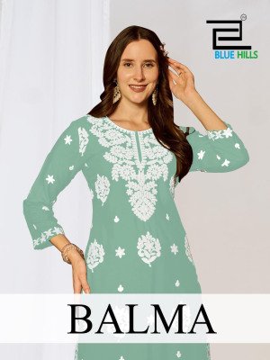 Blue Hills Balma Rayon Kurti Sharara Set with White Thread Work fancy sharara suit Catalogs