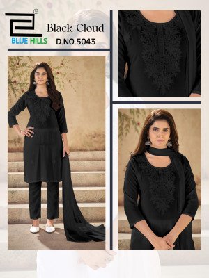 Blue Hills Black Cloud Rayon 14kg 3pc Kurti Set readymade suit catalogs