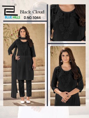 Blue Hills Black Cloud Rayon 14kg 3pc Kurti Set readymade suit catalogs