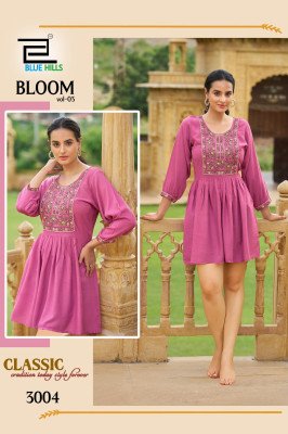 Blue Hills Bloom Vol 3 Rayon Fancy Kurti Tunic Western Catalog Wholesale kurtis catalogs