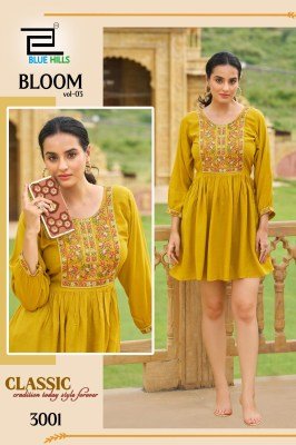 Blue Hills Bloom Vol 3 Rayon Fancy Kurti Tunic Western Catalog Wholesale kurtis catalogs