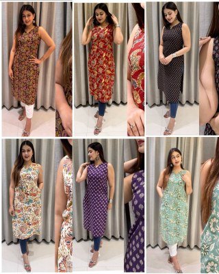 Blue Hills Blush 7.0 Sleeveless Cotton Printed Kurti with Pocket Regular And Office Wear Wholesale kurtis catalogs