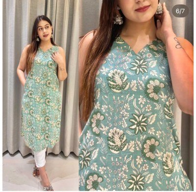 Blue Hills Blush 7.0 Sleeveless Cotton Printed Kurti with Pocket Regular And Office Wear Wholesale kurtis catalogs