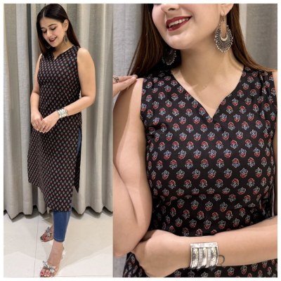 Blue Hills Blush 7.0 Sleeveless Cotton Printed Kurti with Pocket Regular And Office Wear Wholesale kurtis catalogs