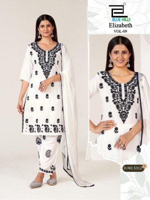 Blue Hills Elizabeth Vol 9 Rayon Embroidered Kurti Pant Set with Naznin Dupatta (M–5XL) readymade suits