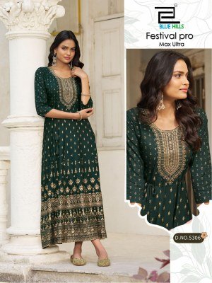 Blue Hills Festival Pro Max Ultra Rayon Anarkali Gown with Belt fancy Anarkali suit catalogs