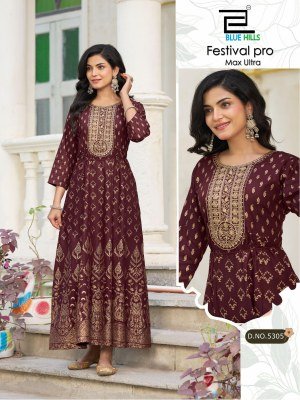 Blue Hills Festival Pro Max Ultra Rayon Anarkali Gown with Belt fancy Anarkali suit catalogs
