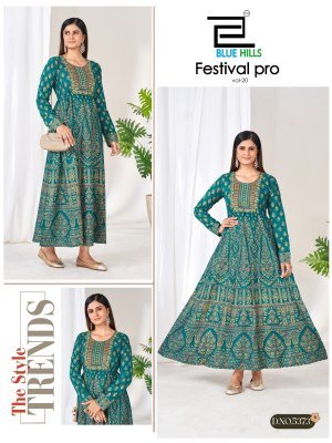 Blue Hills Festival Pro Vol. 20 Rayon 14KG Anarkali Gown Kurti  fancy Anarkali suit catalogs