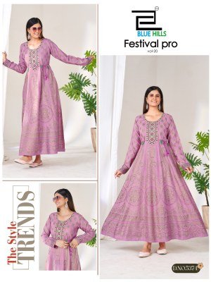 Blue Hills Festival Pro Vol. 20 Rayon Anarkali Gown with Belt fancy Anarkali suit catalogs