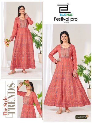 Blue Hills Festival Pro Vol. 20 Rayon Anarkali Gown with Belt fancy Anarkali suit catalogs