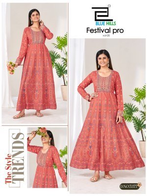 Blue Hills Festival Pro Vol. 20 Rayon 14KG Anarkali Gown Kurti  fancy Anarkali suit catalogs